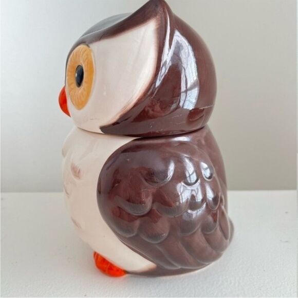 VTG 70's Style OWL Cookie Jar With OWL Plate Lot - Picture 4 of 12